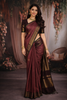 Dusty Rose Pink Butta Zari Woven Design Pure Kanchipuram Silk Saree with Contrast Zari Border