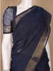 Dark Grey Solid Cotton Saree - Diadem