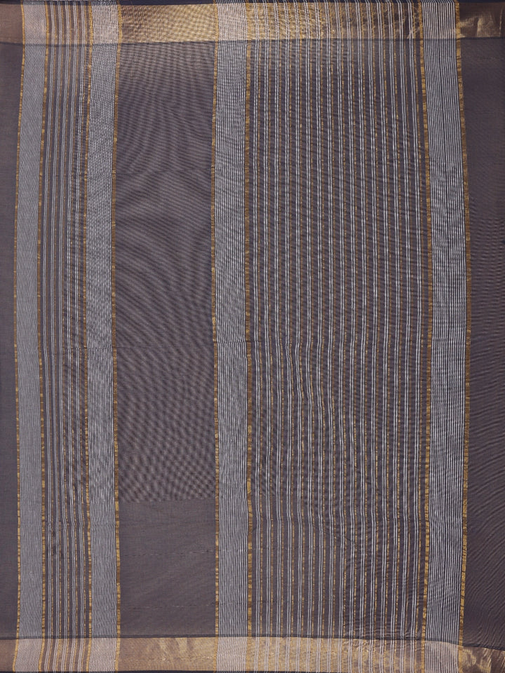 Dark Grey Solid Cotton Saree - Diadem