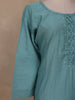 Aqua Green Solid Casual Cotton Kurti - Diadem