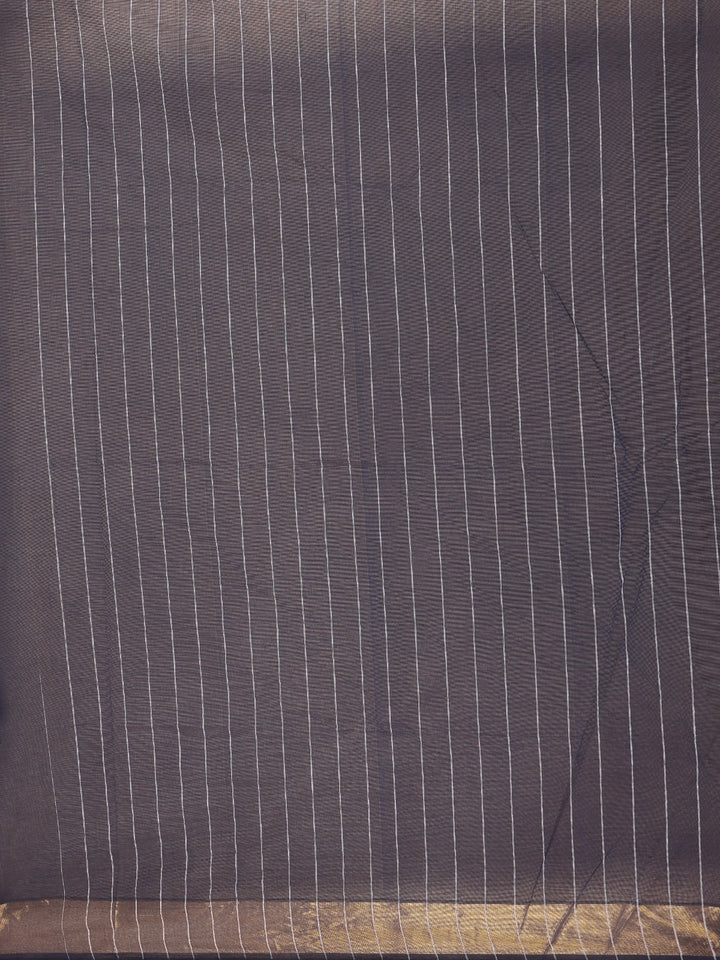 Dark Grey Solid Cotton Saree - Diadem