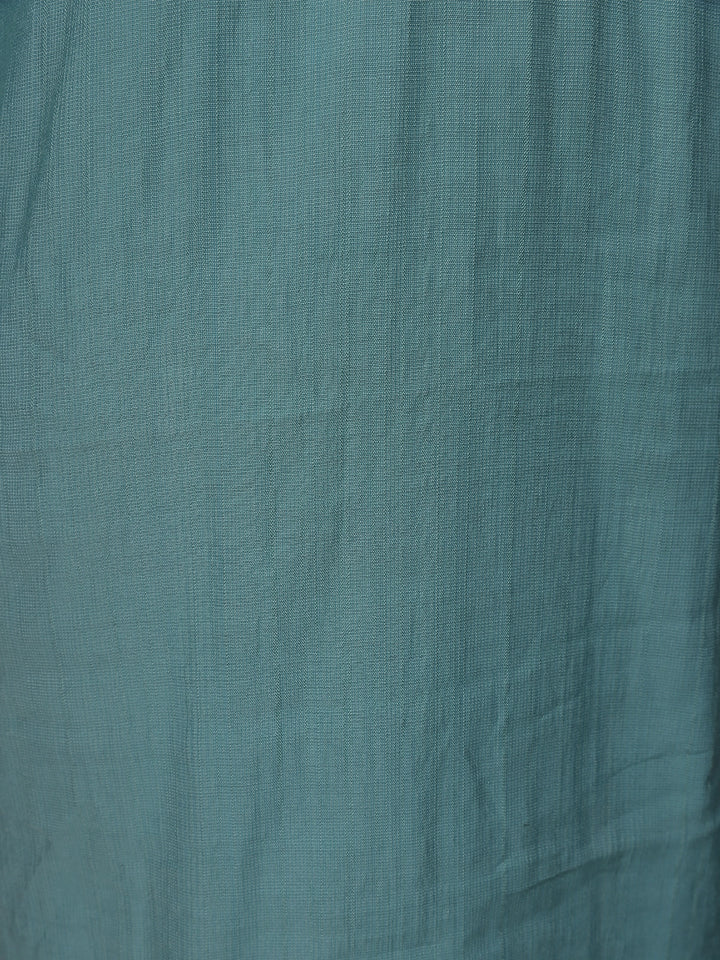 Aqua Green Solid Casual Cotton Kurti - Diadem