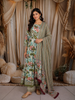Leaf Green Floral Printed Design Cotton Anarkali Salwar Suit with Dupatta
