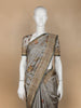 Grey Floral Designed Semi Tussar Silk Saree