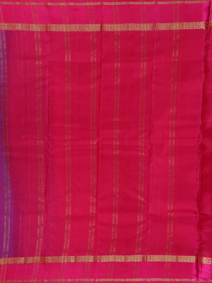Purple Plain Silk Saree with Contrast Border - Diadem