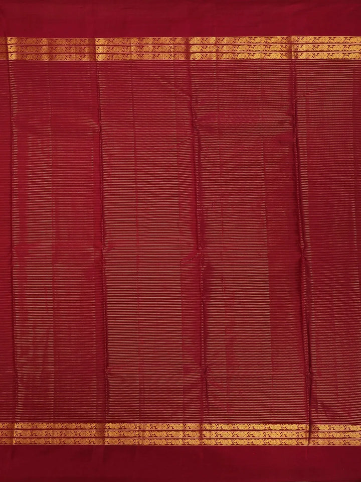 Maroon Stripes Woven Pure Kanchipuram Silk Saree - Diadem