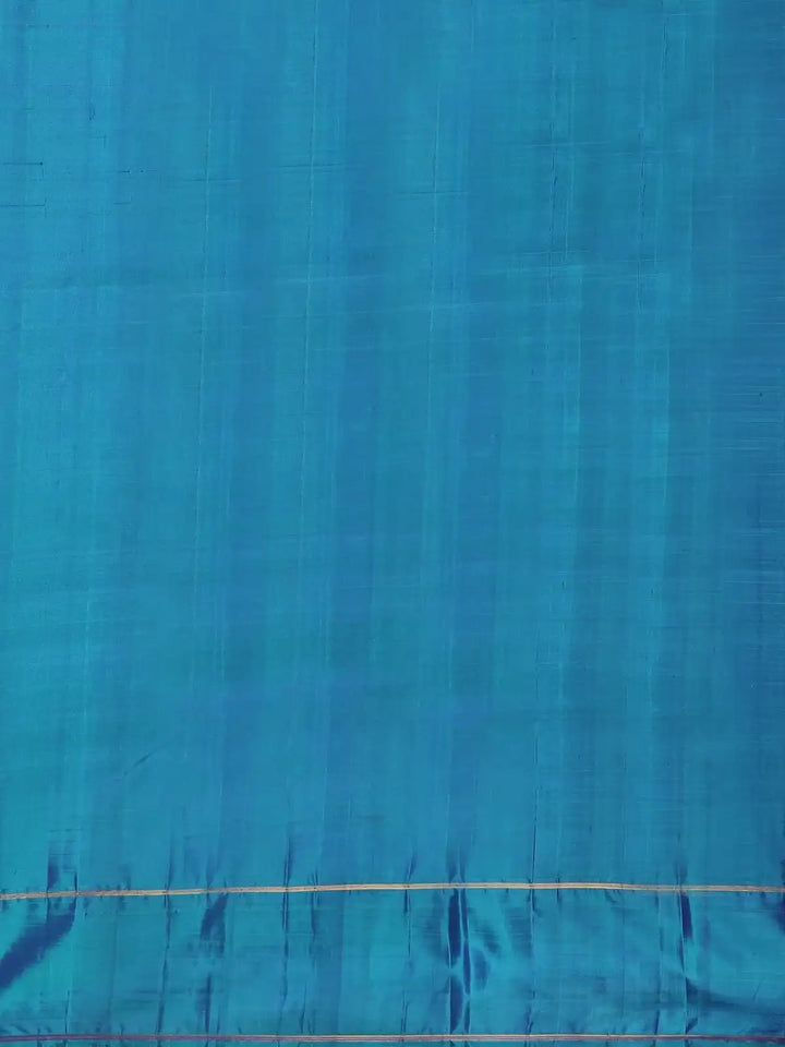 Blue Floral Woven Pure Kanchipuram Silk Saree - Diadem