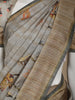 Grey Floral Designed Semi Tussar Silk Saree