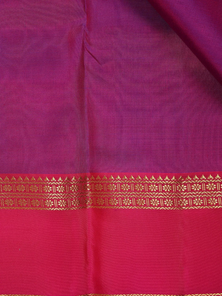 Purple Plain Silk Saree with Contrast Border - Diadem