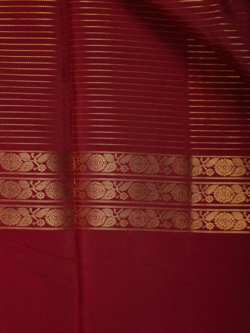 Maroon Stripes Woven Pure Kanchipuram Silk Saree - Diadem