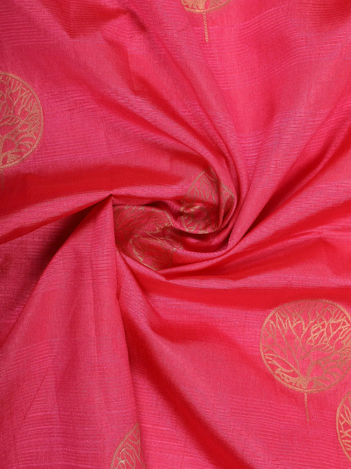 Pink Floral Designed Art Silk Saree - Diadem