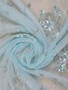 Light Blue Floral Motif Sequin Designed Organza Designer Saree - Diadem