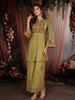 Lime Yellow Floral Sequins Embroidered Design Cotton Co-Ord Set