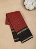 Red Checks Woven Pure Kanchipuram Silk Saree - Diadem