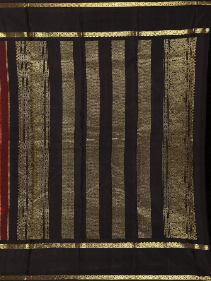 Red Checks Woven Pure Kanchipuram Silk Saree - Diadem