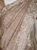 Light Brown Semi Tussar Silk Saree with Geometric Design