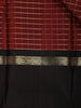 Red Checks Woven Pure Kanchipuram Silk Saree - Diadem