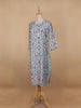 Sky Blue Floral Printed Cotton Kurti - Diadem