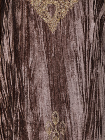 Brown Abstract Designed Velvet Salwar Suit - Diadem
