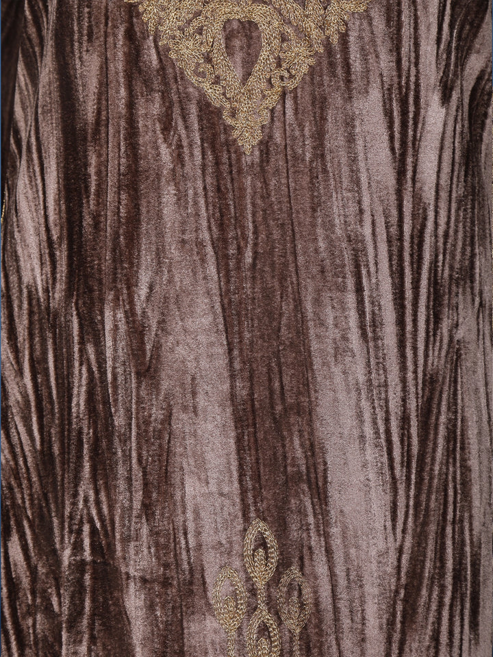 Brown Abstract Designed Velvet Salwar Suit - Diadem