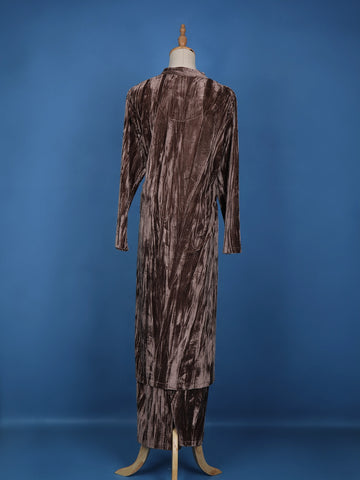 Brown Abstract Designed Velvet Salwar Suit - Diadem