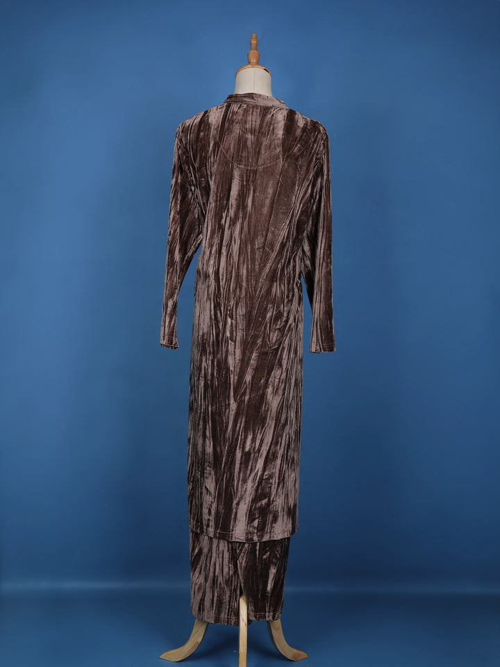 Brown Abstract Designed Velvet Salwar Suit - Diadem