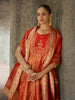 Rust Orange Floral Embroidered Tissue Silk Anarkali Salwar Suit