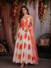 Soft Ivory Floral Printed Design Chiffon Anarkali Gown with Dupatta
