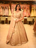 Soft Ivory Floral Sequins and Mirror Embroidered Design Tissue Silk Lehenga With Dupatta