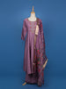 Light Purple Floral Designed Cotton Anarkali Salwar Suit - Diadem