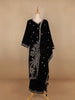 Black Floral Designed Velvet Co Ord Salwar Suit - Diadem