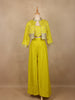 Mustard Yellow Floral Sequins Embroidery Palazzo Suit - Diadem
