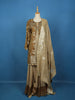 Brown Floral Designed Banarasi Sharara Salwar Suit