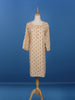 Cream Abstract Designed Casual Cotton Kurti