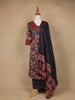 Navy Blue Floral Design Printed Cotton Salwar Suit - Diadem