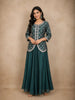 Peacock Green Sequins Design Georgette Palazzo Suit with Choker Dupatta