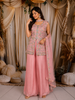 Baby Pink Floral Zari Embroidered Design Georgette Palazzo Suit with Dupatta