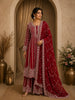 Deep Crimson Red Floral Sequins and Thread Embroidered Design Georgette Palazzo Suit with Dupatta