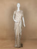 Ivory Floral Designed Semi Tussar Silk Saree - Diadem