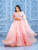 Pastel Pink Floral Embroidery Lycra Partywear Gown