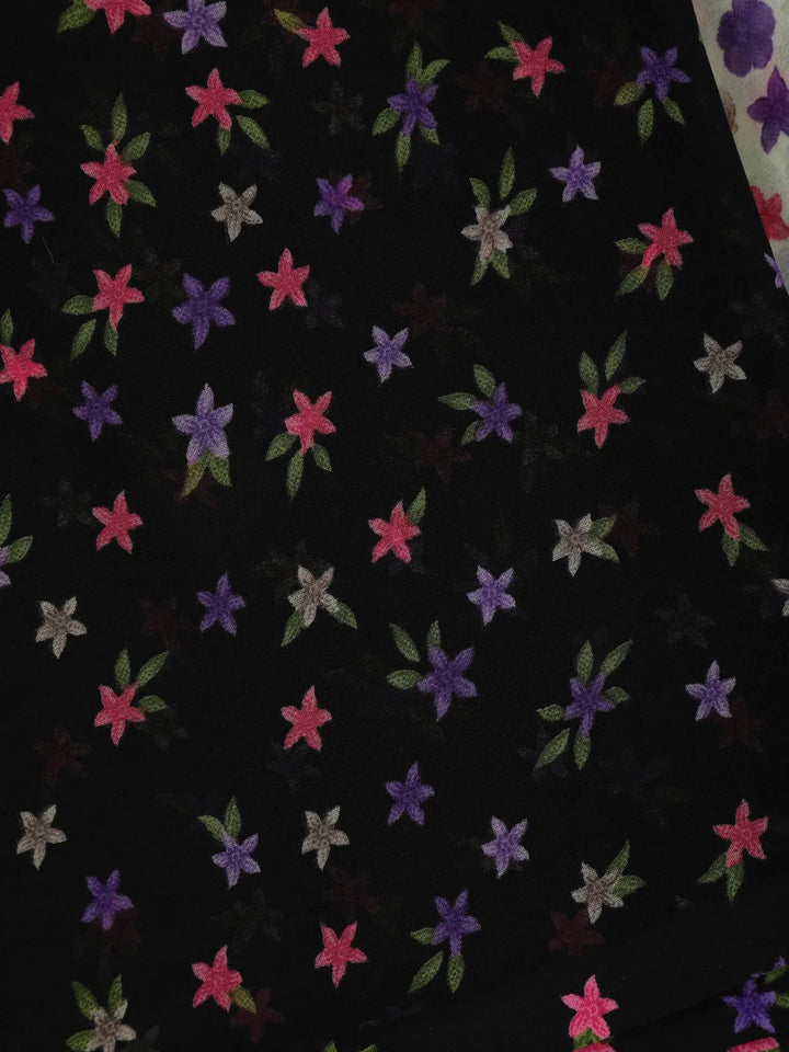 Multicolour Floral Printed Georgette Saree With Matching Blouse - Diadem