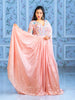 Pastel Pink Floral Embroidery Lycra Partywear Gown