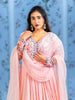 Pastel Pink Floral Embroidery Lycra Partywear Gown