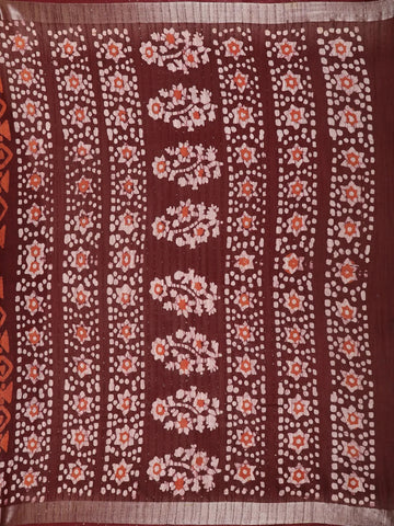 Brown Abstract Designed Cotton Fancy Saree - Diadem
