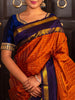 Rust Orange Checks Designed Pure Kanchipuram Silk Saree