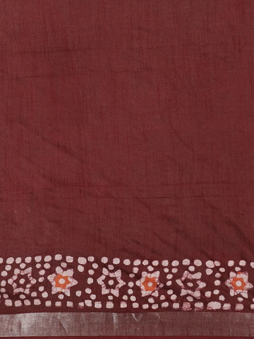 Brown Abstract Designed Cotton Fancy Saree - Diadem