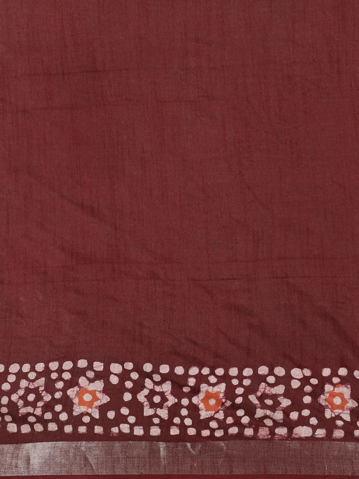 Brown Abstract Designed Cotton Fancy Saree - Diadem
