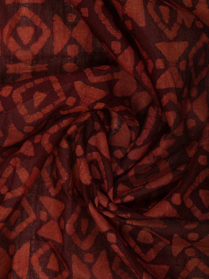 Brown Abstract Designed Cotton Fancy Saree - Diadem