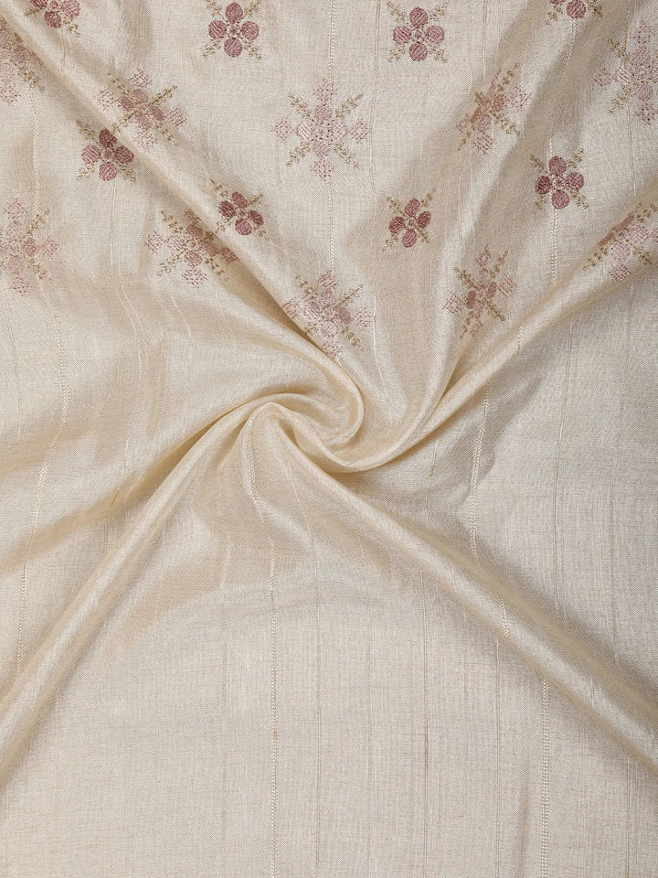 Ivory Floral Designed Semi Tussar Silk Saree - Diadem