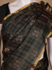 Deep Bottle Green Small Checked Peacock Motif Kanchipuram Silk Saree - Diadem